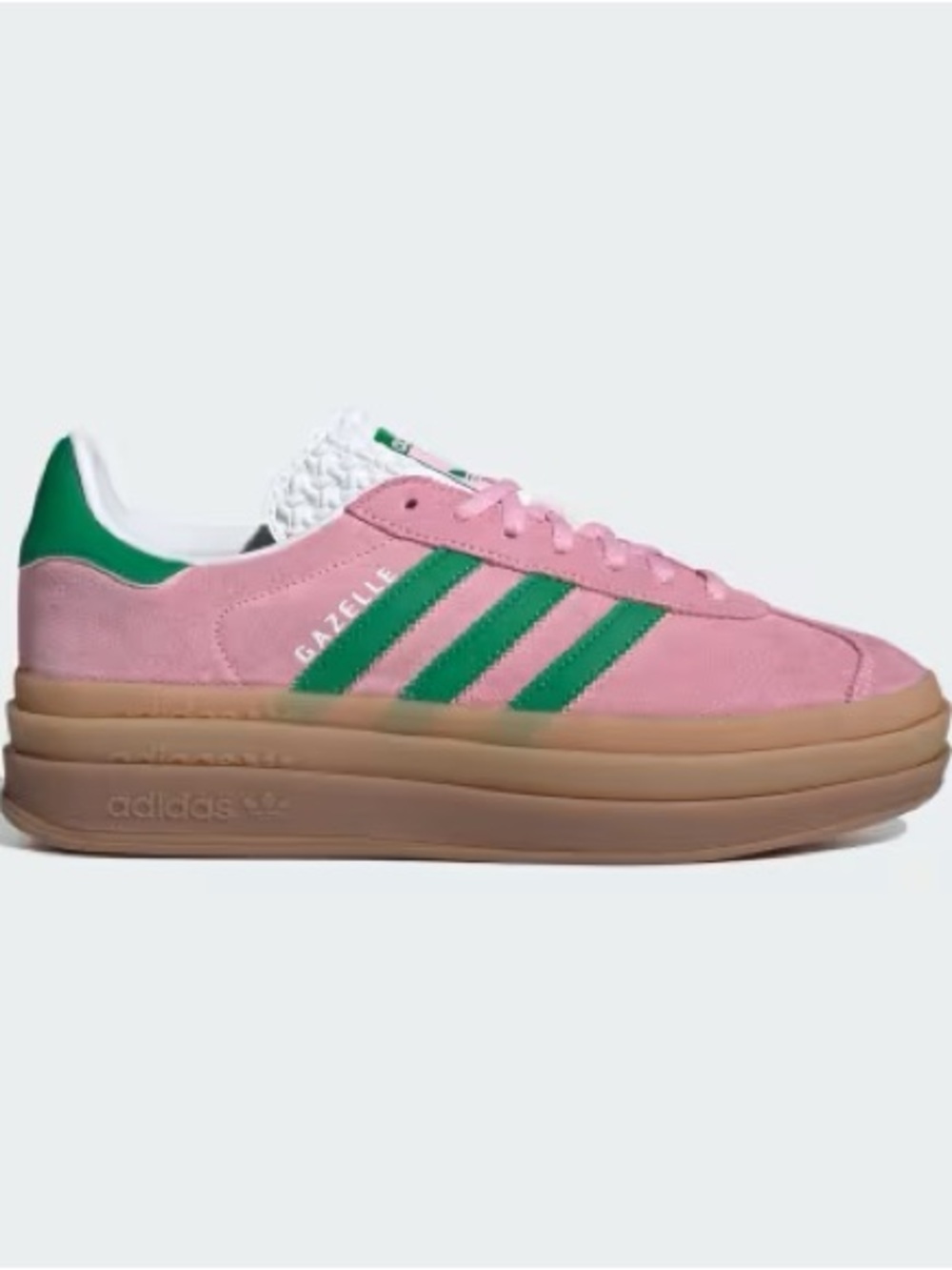 adidas Gazelle Platform Sneakers — Pink with Green Stripes